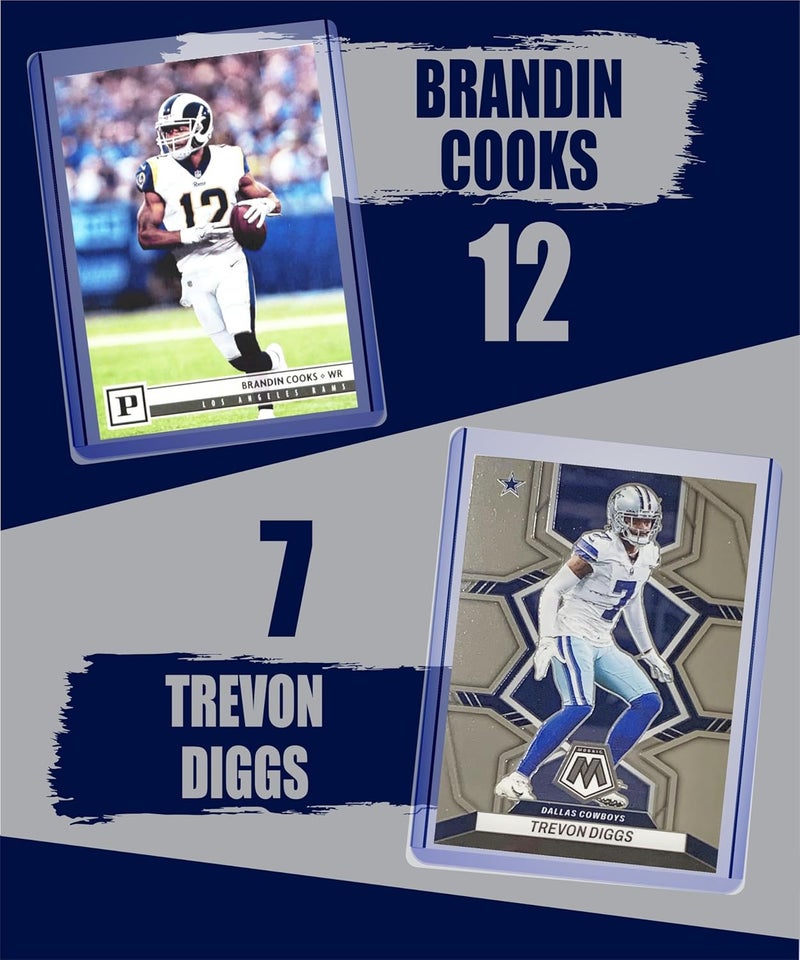 Chaser Dallas Cowboys Cards: Dak Prescott, CeeDee Lamb, George Pickens, Trevon Diggs, Troy Aikman, Emmitt Smith, Jake Ferguson, Javonte Williams, Brandin Cooks ASSORTED Football Stars & GOATs Trading Card & Wristbands Gift Pack - Image 3